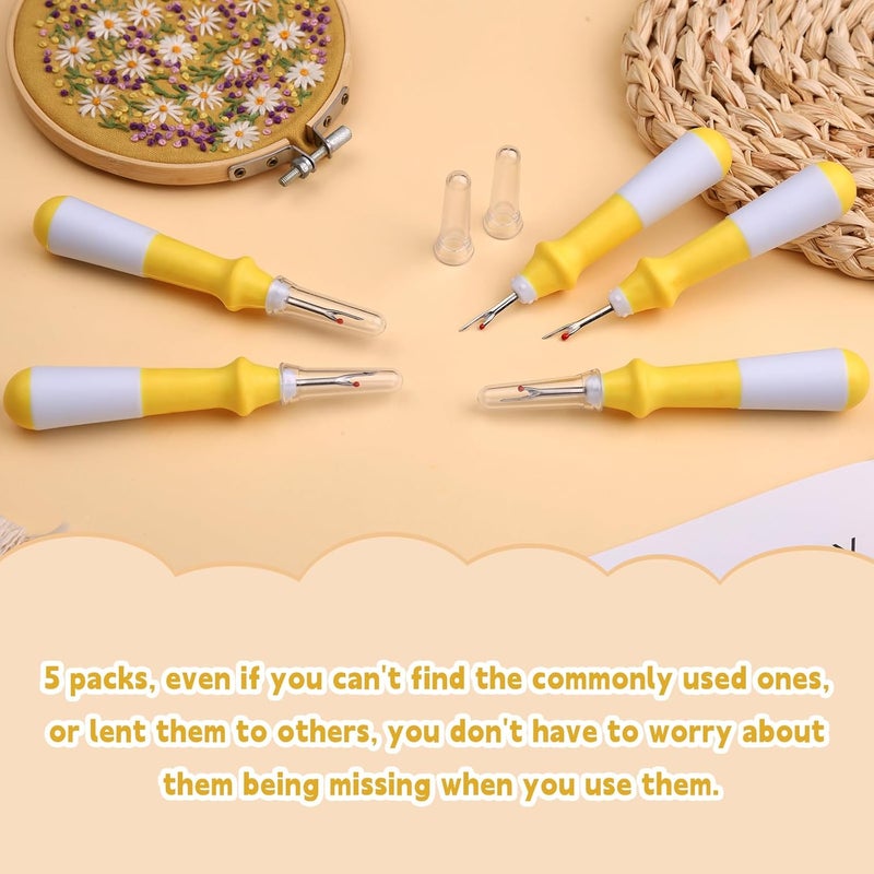 ZMAAGG 5 Pcs Ergonomic Grip Seam Ripper, Seam Ripper Set, Yellow Seam Rippers for Sewing,Thread Remover Tool for Crafting Removing Embroidery Hems Seams (Yellow) - Image 5